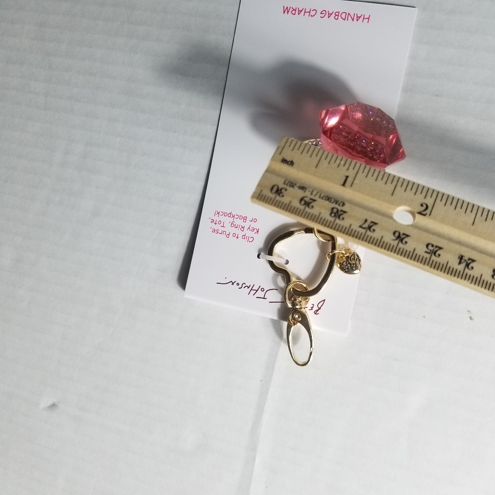 NWT BETSEY JOHNSON PINK BLING RING POP HANDBAG CHARM - Picture 4 of 10